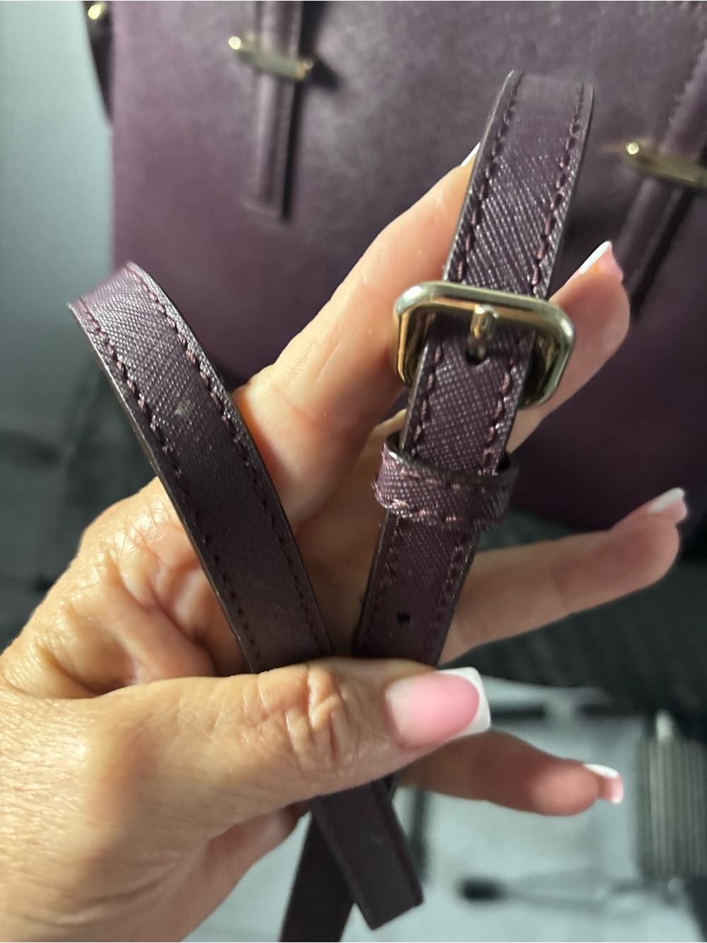 kate spade plum saffiano satchel with matching wallet - Picture 5 of 9